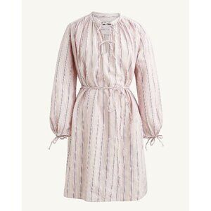 J. Crew Striped Pink Mini Shirt Dress Cotton Poplin Tunic Cottagecore Size S-M